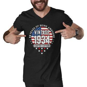 88 Years Old Gifts Vintage 1934 Limited Edition 88Th Birthday Men V-Neck Tshirt | Mazezy