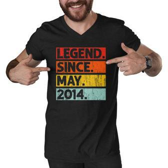 8Th Birthday Gifts Legend Since May 2014 8 Years Old Men V-Neck Tshirt | Mazezy