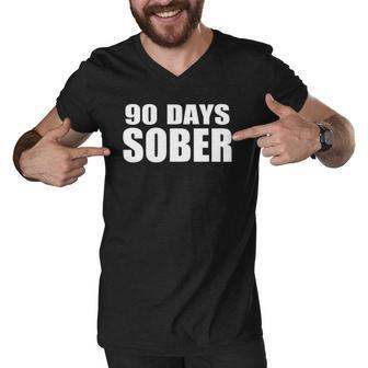 90 Days Sober - 3 Months Sobriety Accomplishment Men V-Neck Tshirt | Mazezy