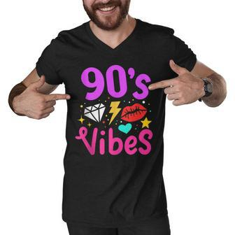 90S Vibes 90S Music Party Birthday Lover Retro Vintage Men V-Neck Tshirt - Seseable