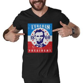 Abraham Lincoln 4Th Of July Usa For President 1860 Gift Men V-Neck Tshirt | Mazezy