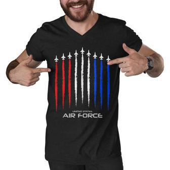Air Force Us Veterans 4Th Of July T American Flag Men V-Neck Tshirt - Seseable
