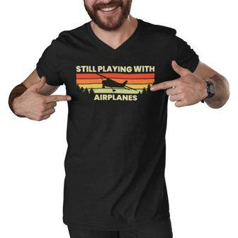 Airplane Aviation Still Playing With Airplanes 10Xa43 Men V-Neck Tshirt - Monsterry AU