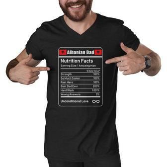 Albanian Dad Nutrition Facts Fathers Men V-Neck Tshirt | Mazezy