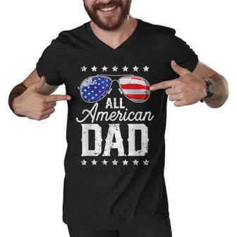 All American Dad 4Th Of July Funny Fathers Day Mens Daddy Men V-Neck Tshirt - Seseable
