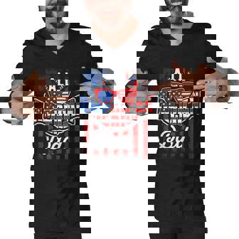 All American Dad 4Th Of July Sunglasses Mens Matching Family Men V-Neck Tshirt - Seseable