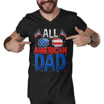 All American Dad 4Th Of July T Fathers Day Men Daddy V4 Men V-Neck Tshirt - Seseable