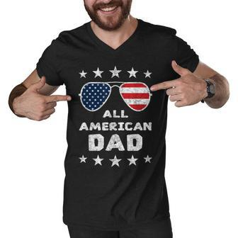 All American Dad Fathers Day 4Th Of July American Pride Men V-Neck Tshirt - Seseable