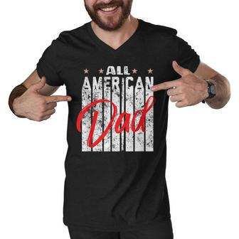 All American Dad Retro 4Th Of July Cool & Funny Melanin Art Men V-Neck Tshirt - Seseable
