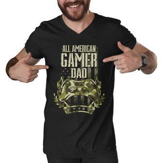 All American Gamer Dad 4Th Of July Independence Day Gaming Men V-Neck Tshirt - Seseable