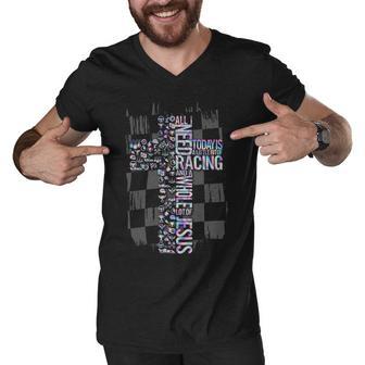 All I Need Today Is Racing And Jesus Men V-Neck Tshirt | Favorety