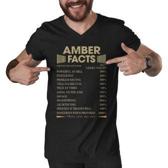 Amber Name Gift Amber Facts Men V-Neck Tshirt - Seseable