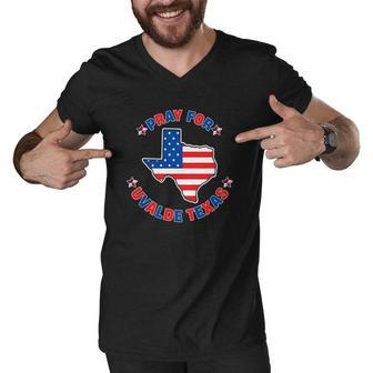 American Flag Pray For Uvalde Texas Men V-Neck Tshirt | Mazezy