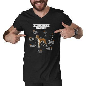 Anatomy Of A Saluki Dog Funny Dog Lover Gift Men V-Neck Tshirt | Mazezy