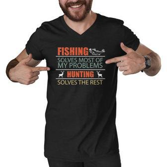 Angler Fish Fishing And Hunting Family Camping Men V-Neck Tshirt | Mazezy