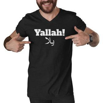 Arabic Yallah Lebanese Word Lets Go Men V-Neck Tshirt | Mazezy