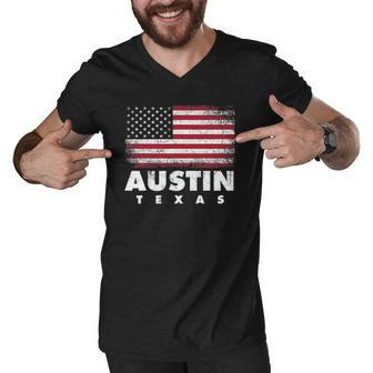 Austin Texas 4Th Of July American Flag Usa America Patriotic Men V-Neck Tshirt | Mazezy