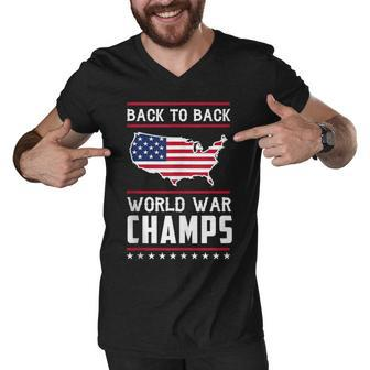 Back To Back Undefeated World War Champs Men V-Neck Tshirt - Seseable