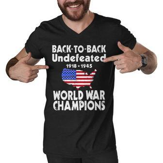 Back To Back Undefeated World War Champs Men V-Neck Tshirt - Seseable