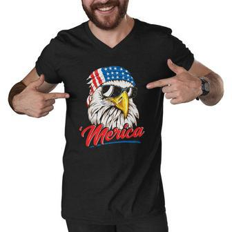 Bald Eagle Merica 80S Mullet Eagle America Usa 4Th Of July Essential Men V-Neck Tshirt