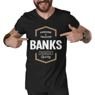 Banks Name Gift Banks Premium Quality Men V-Neck Tshirt - Seseable