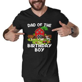 Barnyard Birthday Farm Animals Dad Birthday Boy Men V-Neck Tshirt | Mazezy