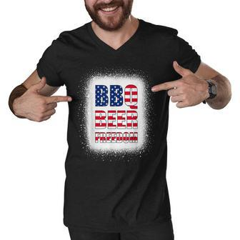 Bbq Beer Freedom America Usa Party 4Th Of July Summer Men V-Neck Tshirt - Seseable