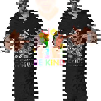 Be Kind Sign Language Hand Talking Lgbtq Flag Gay Pride Men V-Neck Tshirt | Mazezy