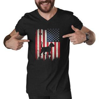 Beagle Dog Usa American Flag 4Th Of July Patriotic Gift Men V-Neck Tshirt | Mazezy
