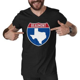 Beaumont Texas Tx Interstate Highway Vacation Souvenir Men V-Neck Tshirt | Mazezy