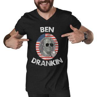 Ben Drankin 4Th Of July Gift Beer Party Men V-Neck Tshirt - Seseable