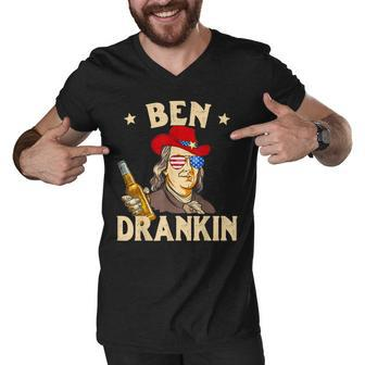Ben Drankin 4Th Of July Patriotic Funny Drinking Men V-Neck Tshirt - Seseable