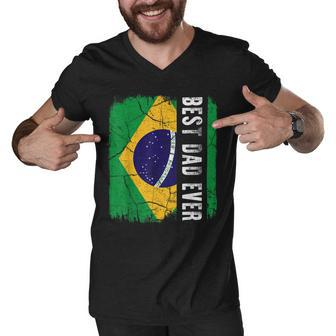 Best Brazilian Dad Ever Brazil Daddy Fathers Day Men V-Neck Tshirt - Monsterry