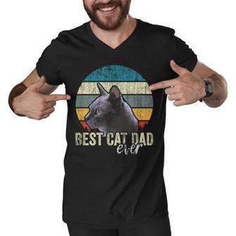 Best Cat Dad Ever Vintage Cat Daddy Father Men V-Neck Tshirt - Monsterry CA