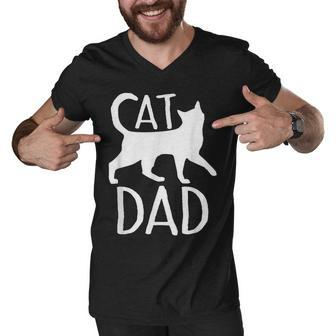 Best Cat Dad Fathers Day Kitty Daddy Papa Christmas V3 Men V-Neck Tshirt - Seseable
