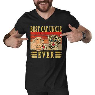 Best Cat Uncle Ever Cats Uncle Birthday Uncle Cat Men V-Neck Tshirt - Seseable