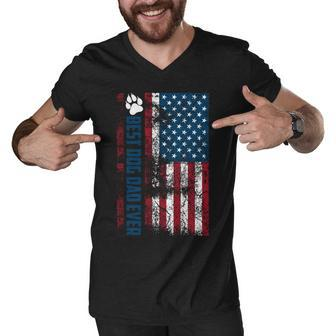 Best Dog Dad Ever | Cute Fathers Day Funny 4Th Of July Gift Men V-Neck Tshirt - Seseable