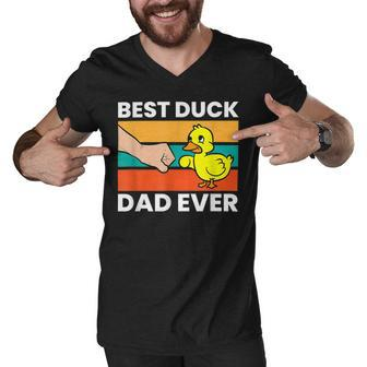 Best Duck Dad Ever Funny Duck Papa Men V-Neck Tshirt - Monsterry