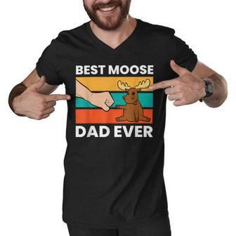 Best Moose Dad Ever Funny Moose Men V-Neck Tshirt - Monsterry