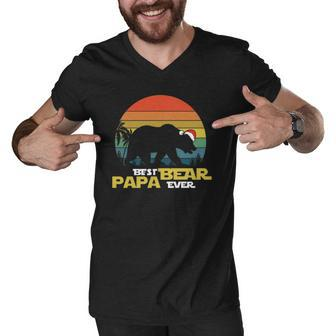 Best Papa Bear Ever Christmas Active Men V-Neck Tshirt | Mazezy