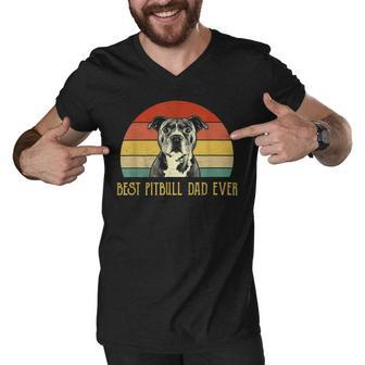 Best Pitbull Dad Ever Pitbull Dog Lovers Fathers Day Men V-Neck Tshirt - Monsterry