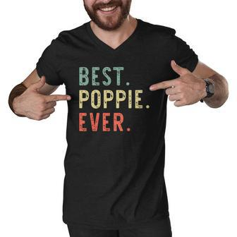 Best Poppie Ever Cool Funny Vintage Fathers Day Gift Men V-Neck Tshirt | Mazezy