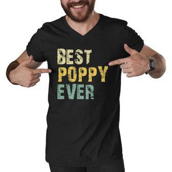 Best Poppy Ever Gift Retro Vintage Fathers Day Men V-Neck Tshirt | Mazezy