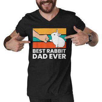 Best Rabbit Dad Ever Funny Dad Rabbit Men V-Neck Tshirt - Seseable