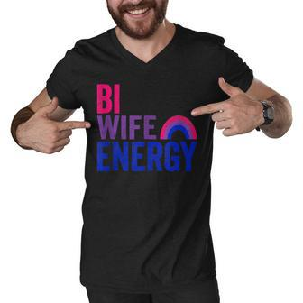Bi Wife Energy Bisexual Pride Bisexual Rainbow Flag Bi Pride V2 Men V-Neck Tshirt - Seseable