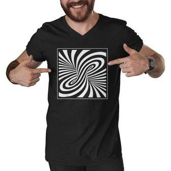 Black & White Vortex Optical Illusion Trippy Men V-Neck Tshirt | Mazezy AU