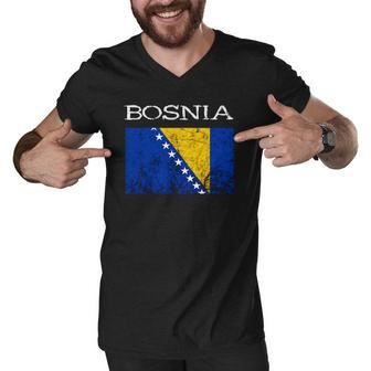 Bosnia-Herzegovina Bosnian Flag Bosnian Pride Bosnian Roots Men V-Neck Tshirt | Mazezy