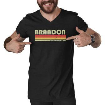 Brandon Gift Name Personalized Funny Retro Vintage Birthday Men V-Neck Tshirt | Mazezy