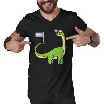 Brontosaurus Dinosaur Dino Lgbt Transgender Trans Pride Men V-Neck Tshirt | Mazezy DE