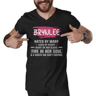Brynlee Name Gift Brynlee Hated By Many Loved By Plenty Heart On Her Sleeve Men V-Neck Tshirt - Seseable